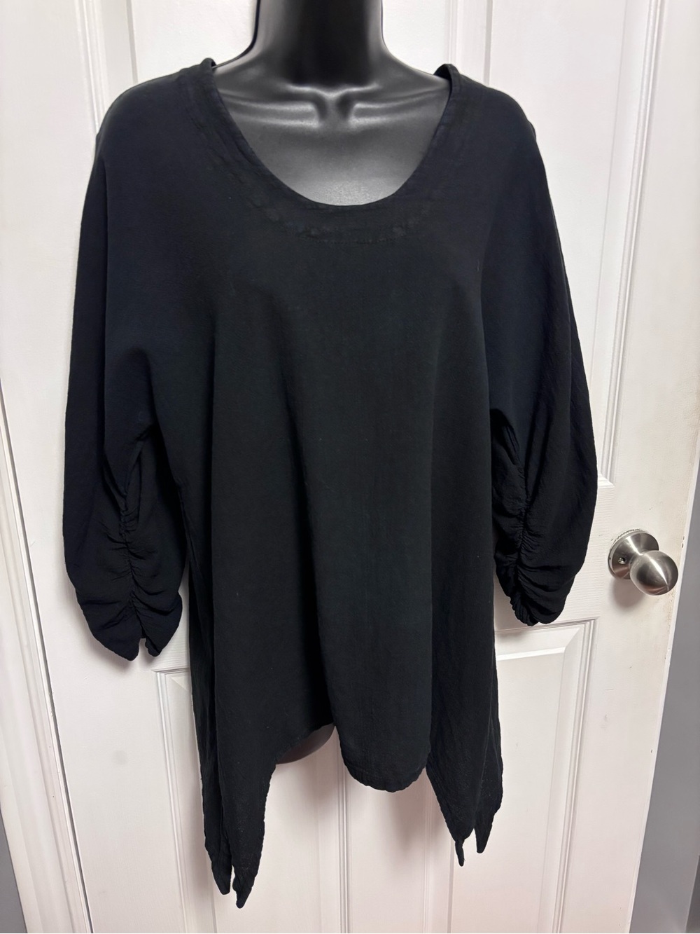 Oh My Gauze Black Crinkle Cotton Scoop Neck Relaxed Top Size 1 S M